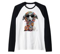 Greyhound Italian Greyhound Dog Granny - Hilo Cuadrado de Ganchillo Camiseta Manga Raglan