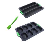 Greyoe 2 Pieza Bandeja para Hornear Baguette, Molde para Hornear en Rollo, Antiadherente Bandejas para una Limpieza fácil y Hornear, para en Casa