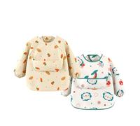 Greyoe 2 piezas Baberos Bebe Impermeables, Babete Impermeável Bebe, Adecuado para Niños y Niñas para Comer, Dibujar y Jugar - (zanahoria y león)