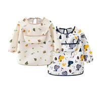 Greyoe 2 piezas Baberos Bebe Impermeables, Babete Impermeável Bebe, Adecuado para Niños y Niñas para Comer, Dibujar y Jugar