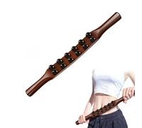 Greyoe Shiva Gua Sha Palo de Maderoterapia Corporal 1 pieza - Masajeador Madera 12 perlas de masaje, diseño de doble fila - Para espalda, cuello, piernas y abdomen - longitud 40 cm