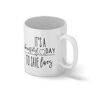 Grey's Anatomy It's Beautiful Day To Save Lives Taza blanca | Divertidas tazas novedosas para café y té, 312 ml