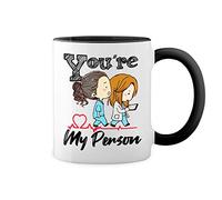 Grey's Anatomy You Are My Person Blanca taza de café con RIM Negro y manija Mug