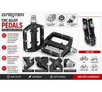 GreyTek Pedales Bicicleta Plataforma 6061 CNC Aleación 9/16 Negro MTB