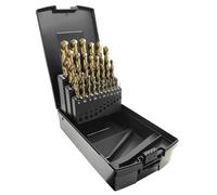 GREYWOLF Juego de 25 brocas de cobalto M35 de grado industrial HSS (1 mm - 13 mm), 0,5 mm graduadas para acero inoxidable, hierro fundido y carburos duros con caja de almacenamiento indexada