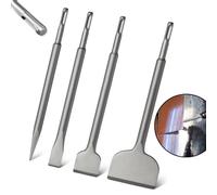 Greywolf Juego de cinceles SDS, 4 puntas de cincel para quitar azulejos, el juego incluye cinceles puntiagudos, planos, raspados, de aleación de acero para azulejos SDS Plus, accesorio de broca de