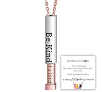 GRFFZX Be Kind...Of A Bich - Collar con mensaje oculto, Be Kind of A Bitch - Collar con barra vertical con grabado 3D, collar con colgante de mantra de aliento de acero inoxidable para mujer (Rose)