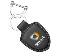 GRFIT Llavero con cordón de Cuero Genuino de PU para Coche, para Smart Fortwo Forfour 451 450 453 Shield Modeling Auto Key Chain Jewelry,Blac-k