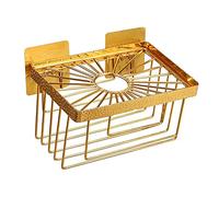 GRFIT Portarrollos De Papel De Baño Tenedor de Papel higiénico Soporte de Tejido Dorado con Cubierta Adhesivo Montaje en Pared Dispensador de Tejido Hueco de diseño Soporte para Papel