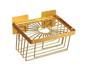 GRFIT Portarrollos De Papel De Baño Tenedor de Papel higiénico Soporte de Tejido Dorado con Cubierta Adhesivo Montaje en Pared Dispensador de Tejido Hueco de diseño Soporte para Papel