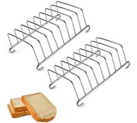 GRGO 2 Piezas Soporte para Tostadas, Porta Tostadas De Acero, Tostadas Plata, Rejilla para Tostadas De Acero, Soporte para Tostadas De 8 Ranuras, para Pan Rejilla De Enfriamiento para Cocina