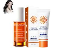 Grgowe Set Tinted Sun Cream40g,Sérum reparador y calmante,Bright and Brightening Sun Lotion, Face Serum 30ml,SPF50+P Daily Sunscreen, Velvet Finish, Non-Greasy, No White Residue