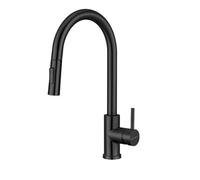 GrGrifo de Cocina INFINITON AcostaEBK431 - Negro Mate, Caño Alto 34 cm, Mando Extraíble con 2 Funciones, Giro 360°, Eco Design