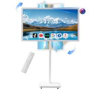 Grhrurg Monitor táctil portátil FHD de 32 pulgadas, monitor inteligente de tablet con soporte rodante, 8G RAM, almacenamiento 128G, batería integrada de 6 a 8H, Android 14, rotación giratoria completa