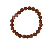 GRI9 Pulsera Rudraksha original certificada 5 Mukhi de 8 mm, pulsera elástica, auténtica Rudraksh natural para hombre y mujer
