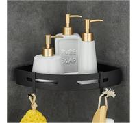 GRICOL Estante Ducha Sin Taladro Esquina Estanteria Baño con 2 Ganchos Metal Estantería Ducha Organizador Ducha Negro