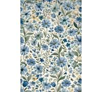 Grid Notebook: Vintage Blue Wildflower and Bee Graph Paper Journal, 6x9 Inch Grid Paper, 110 Pages, Cottagecore Botanical Flower Patterned Notebook for Daily Planning, Math, Habits, and Sketching
