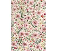 Grid Notebook: Vintage Pink Wildflower and Bee Graph Paper Journal, 6x9 Inch Grid Paper, 110 Pages, Cottagecore Botanical Flower Patterned Notebook for Bullet Journaling, Math, and Planning