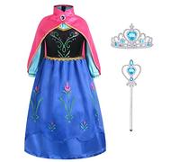 Gridamea disfraz elsa Vestido Elsa para niñas, disfraz de Anna con varita de hada y Tiara de corona para boda/fiesta/Cosplay