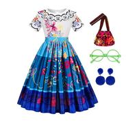 Gridamea Disfraz Mirabel Encanto Vestido de Isabella para niñas, disfraz de Isabela para niños pequeños, vestido de princesa fantástico con bolsa, pendientes, traje de anteojos para