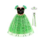 Gridamea vestido de princesa azul para niñas, disfraz de cuento de hadas con tiara y varita mágica, traje elegante para fiesta, boda o cosplay