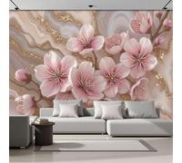 Grieta de mármol color flor de durazno Murales de Pared, Estética de lujo Papel Pintado Rosa de Tela, Gran Mural Fotográfico para Salón, Dormitorio, Cocina, Oficina o Habitación Infantil