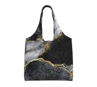 Grieta dorada de mármol negro,Bolsas de mano reutilizables, bolsas de supermercado, bolso de hombro de lona de gran capacidad