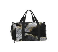Grieta Dorada de mármol Negro,Bolso Deportivo Bandolera de Mano, Bolsa de Deporte, Bolsa de Viaje de Gran Capacidad para Mujeres y Hombres.