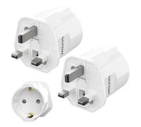 GRIFEMA Adaptador Enchufe UK de España a Reino Unido con Fusible 13A, Adaptador Enchufe Inglaterra Tipo G para Escocia Irlanda Dubai Maldivas, Convertidor Enchufe Europeo 2 Pin a UK 3 Pin, Pack de 2