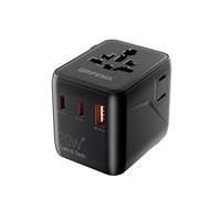 GRIFEMA Adaptateur Enchufe Universal, Adaptador de Viaje 5 en 1 con 2 USB-C 20W PD, 1 USB-A y 2 Tomas AC, Adaptador Internacional para Reino Unido (UK), USA, Europa, Australia, Japón