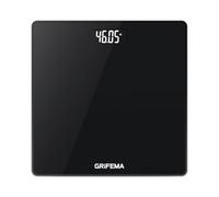 GRIFEMA Báscula de Baño Digital con Pantalla LCD, Tecnología Step-On, Precisión 50g, Máx. 150kg, Diseño Ultrafino de 22mm, Cristal Templado de 5mm, Negro