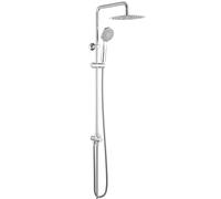 GRIFEMA Columna de ducha sin grifo mezclador con rociador redondo de 25 cm, teleducha de 3 funciones, flexo de ducha y soporte, Cromo, con desviador, G7005
