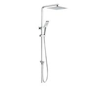 GRIFEMA Edithedge - Columna ducha sin grifo, sistema de ducha cuadrado con alcachofa, rociador 25x25 cm, manguera y soporte, Cromo