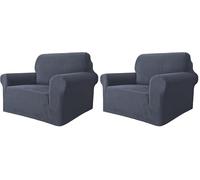 GRIFEMA Funda Cubre Sofá 1 Plazas Ajustable, Incluye Almohadillas Antideslizantes, Funda Elástica Protectora Extraíble, Tejido de Punto Suave y Lavable a Máquina, Gris (Paquete de 2)