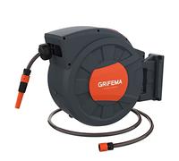 GRIFEMA G301-35 Carrete de Manguera de Jardín Automático, Enrollador de Manguera de Pared de 35 M con Rotación de 180 grados, con Boquilla Ajustable,gris [Exclusivo en Amazon]