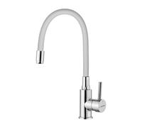 GRIFEMA G4002-3 - Grifo monomando cocina Latón, Silicona, Metal, 3/8 de pulgada, Blanco/Cromo [Exclusivo en Amazon]