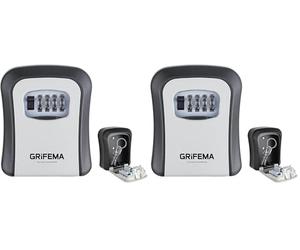 GRIFEMA GA1003-1 Caja de Seguridad para Llaves, Caja de Cerradura, Armarios de Llaves, Pared, Gris (Paquete de 2)