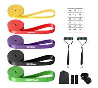 GRIFEMA GA5007 Gomas Elasticas Musculacion 5 Niveles con Asas, Protectores | Bandas Elasticas Fitness con Anclaje de Puerta, Bolsa de Transporte, Manual de Ejercicios, TPE