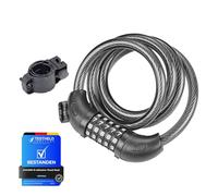 GRIFEMA GAK1203-12 Candado de Bicicleta Antirrobo, Seguridad Candado de Cable con Combinación de 5 Dígitos para Bicicletas, Motos, Scooters, 120cm, Negro