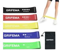 GRIFEMA GAK5001 - Juego de 5 Bandas de Resistencia para Ejercicio para Mujeres y Hombres, 5 Niveles Diferentes para Ejercicio, para el hogar, Gimnasio, Yoga, Entrenamiento