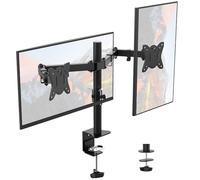 GRIFEMA GB2001-2 Soporte Monitor Doble 13-32 Pulgadas VESA 75/100 Negro | Brazo para Escritorio, Rotación 360°, Inclinación y Giro, 9 kg por Brazo, Hogar, Oficina, Videojuegos
