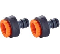 GRIFEMA GE1101 Racor de Grifo Hembra 3/4 pulgadas - 1/2 pulgadas Universal, Protección Solar, Fácil Instalación, Gris - Naranja (Paquete de 2)