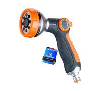 GRIFEMA, GE1303 Pistola de Riego, Pistola de Agua para Jardín, 8 Modos Ajustables, Pistola de Manguera con Interruptor de Pulgar para Riego de Césped, Negro