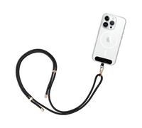 GRIFEMA GH02 Cuerda para Móvil Universal, Cordón para Teléfono con Parche, Correa Ajustable, Compatible la Mayoría de las Fundas de Teléfono, Negro