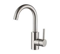 GRIFEMA Grifo de Lavabo Acero Inoxidable, Monomando Rotación 360 grados, Cuello de Cisne de Arco Alto, Ahorro de Agua, Pico Burbujeador Neoperl, Instalación Rápida, G1002A