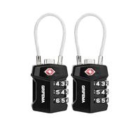 GRIFEMA [Pack de 2] Candados TSA para Maletas, Candados de Seguridad con Código 3 Dígitos y Cable Anticorte, Ideal para Gimnasio y Viajes (GA1006-2)
