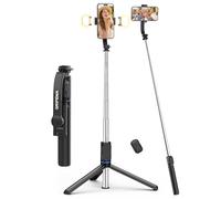 GRIFEMA Palo Selfie & Trípode con Luces LED, Trípode Extensible 107cm con Mando a Distancia, 3 Modos & 6 Niveles de Brillo, Soporte Giratorio 360°, Selfie Stick Portátil para iPhone & Android, Vlog