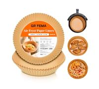 GRIFEMA Papel Freidora Aire 100 Piezas, Papel para Freidora de Aire Redondo sin BPA, 16-20cm, Antigrasa, Homologación SGS、FSC、FDA, 2.2 a 4.5 L, Air Fryer Papel para Ninja, Tefal Air Fryer