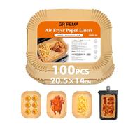 GRIFEMA Papel Freidora Aire Doble para Cecotec Ninja Cookwise, 20,5x14cm 100 Piezas, Rectangular Air Fryer Papel para Freidora de Aire con Freidora Aire Doble, BPA free, Antigrasa