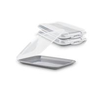 GRIFEMA Porta Alimentos Fiambre - Set de 3 Embutido Nevera - Sin Bpa, Reutilizable - Apilable, Tapa ExtraíBle - Porta Embutidos para Congelador, Lavavajillas y Microondas - 25.4x16.9x3.3cm